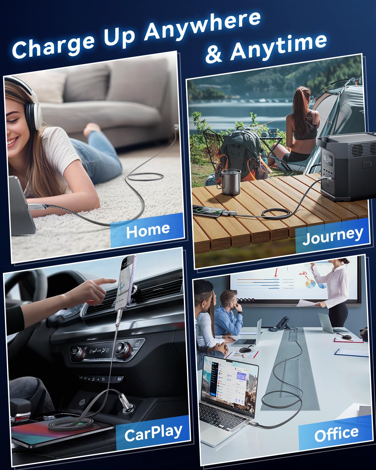 1m Fast Charging Cable Four-in-one data cable multi-function data cable mecha zinc alloy braided