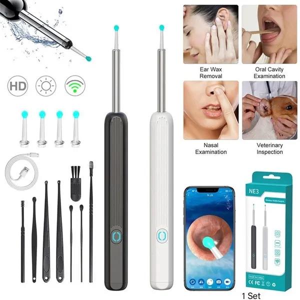 Ear Wax Removal - Earwax Remover Tool with 8 Pcs Ear Set - Ear Canal Cleaner with 1080P Camera - FSA HSA Eligible - Ear Cleaning Kit with 6 Ear Spoon - Ear Camera for iOS & Android (Black)