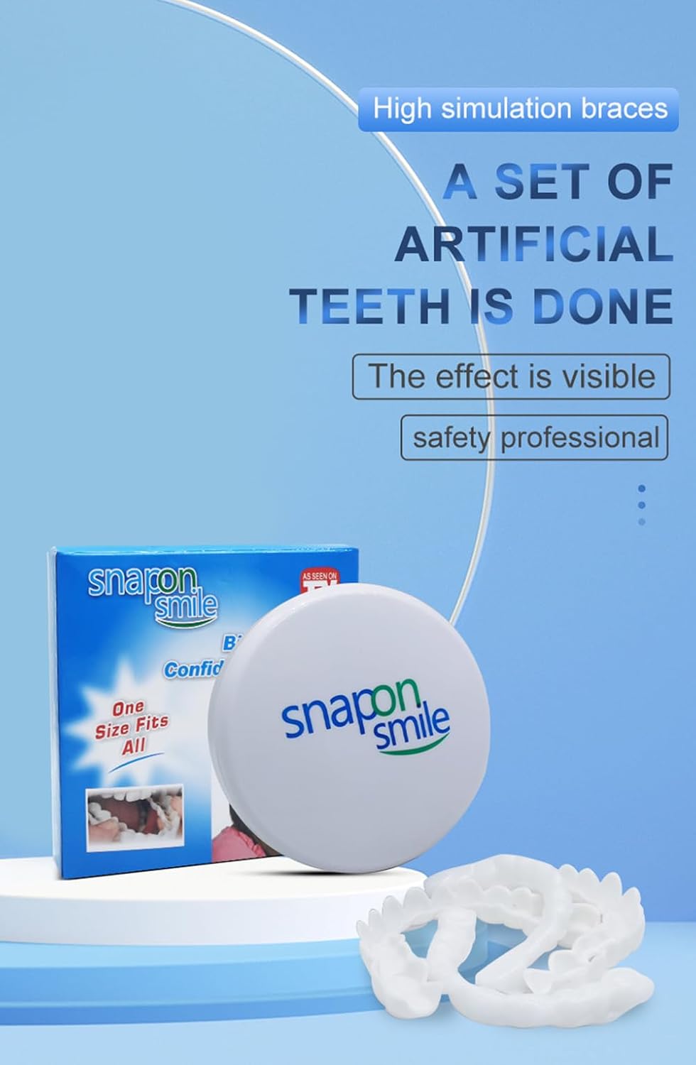 Generic Snap On Veneers Teeth for Men and Women - Moldable False Teeth and Dentures Replacement Kit for Missing Teeth, with Teeth Grinding Guard, Best Whitening Strips and Fake Braces for Bad Teeth