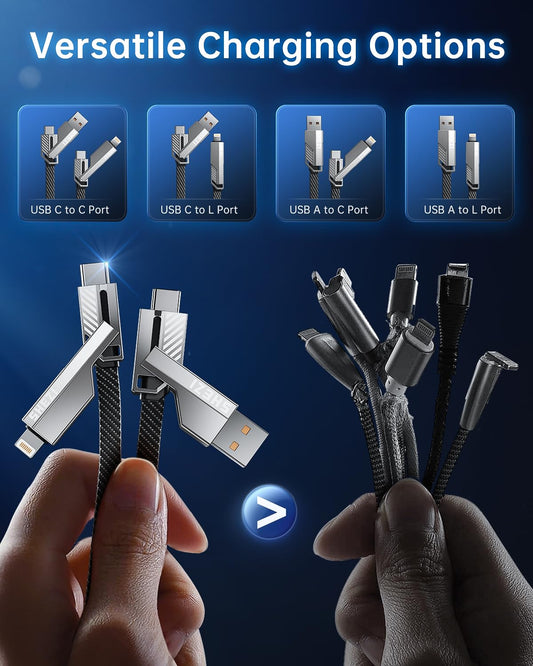 1m Fast Charging Cable Four-in-one data cable multi-function data cable mecha zinc alloy braided