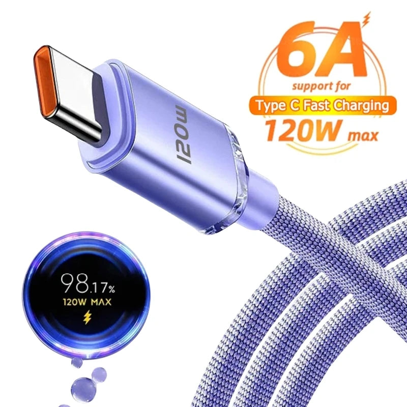 Nnbili 120W 6A Fast Charge USaB Type C High-Speed Charging Cable for S23 13 Phone High-Speed Charging Support Cable Data Cables