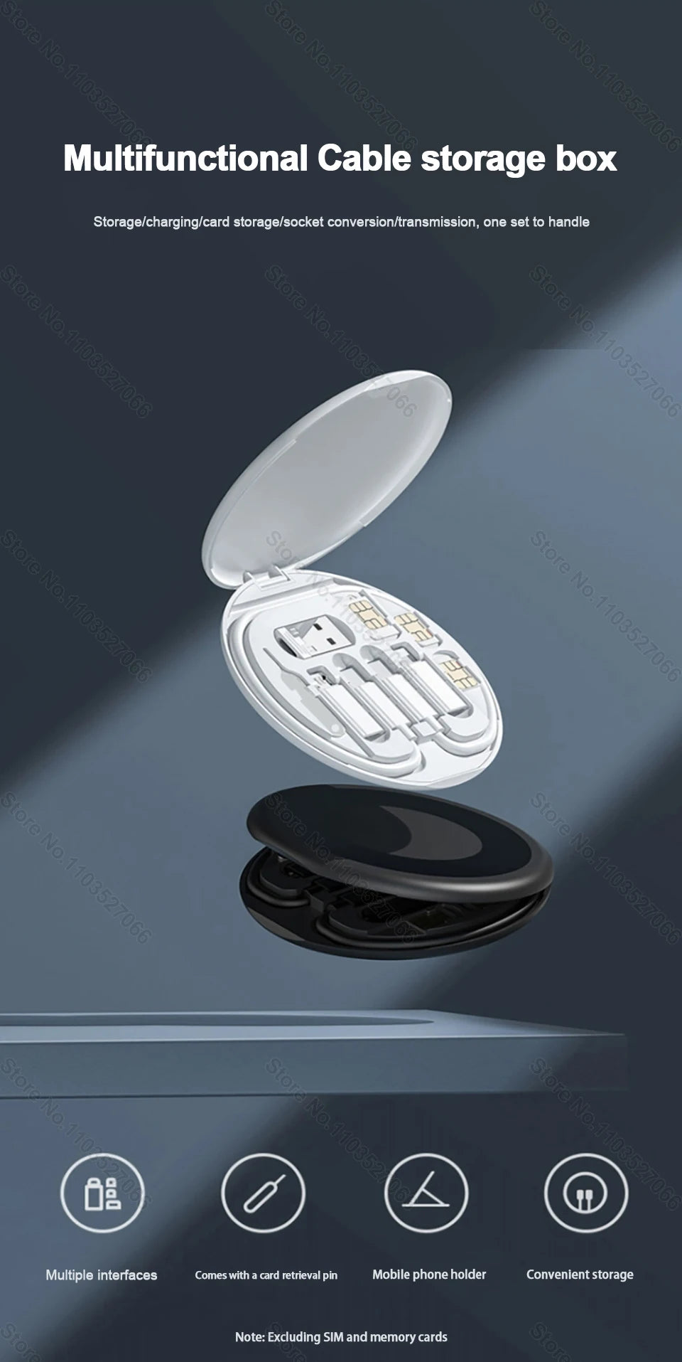 PD 60W Multifunctional USB Type C Data Cable Set Fast Charging For IPhone Xiaomi Charger Storage Box Adapter Card Pin Travel Box